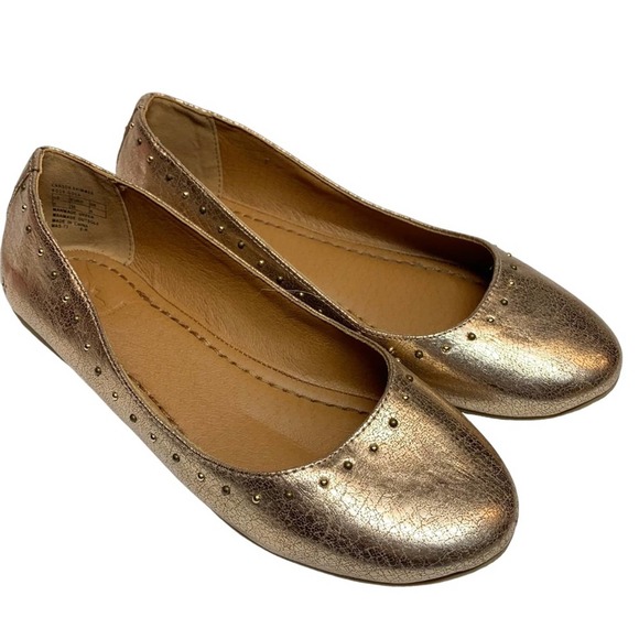 Frye Carson Shimmer rose gold metallic studded ballet flats 5 - Picture 2 of 12